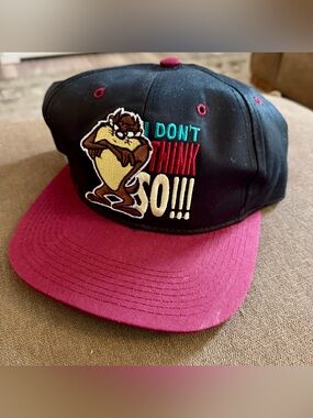 Vintage 90s Taz Looney Tunes “I Dont Think So” Snapback Hat